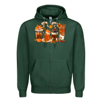 Sports Green Fall Coffee Cups Zipper Hoodie - texasbilliewilder