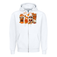 White Fall Coffee Cups Zipper Hoodie - texasbilliewilder