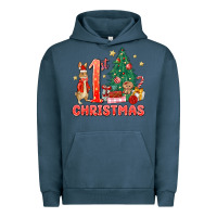 Pigment Midnight Navy red christmas bunny 1st christmas Urban Hoodie - MaliasSmallBusiness