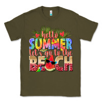 Army Green hello summer lets go to the beach Classic Tee - texasbilliewilder