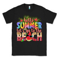 Black hello summer lets go to the beach Classic Tee - texasbilliewilder