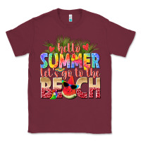 Burgundy hello summer lets go to the beach Classic Tee - texasbilliewilder