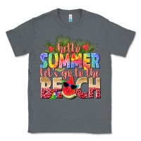 Charcoal Heather hello summer lets go to the beach Classic Tee - texasbilliewilder