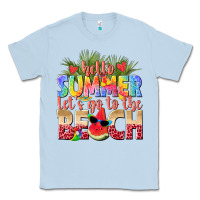 Dusty Blue hello summer lets go to the beach Classic Tee - texasbilliewilder