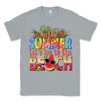 Heather Grey hello summer lets go to the beach Classic Tee - texasbilliewilder