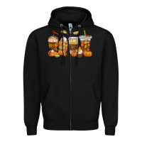 Black Fall Coffee Cups Zipper Hoodie - texasbilliewilder
