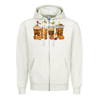 Oatmeal Heather Fall Coffee Cups Zipper Hoodie - texasbilliewilder