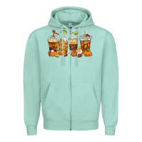 Seafoam Fall Coffee Cups Zipper Hoodie - texasbilliewilder