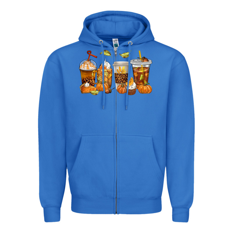 Fall Coffee Cups Zipper Hoodie by texasbilliewilder | Teevron