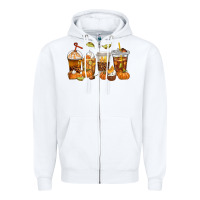 White Fall Coffee Cups Zipper Hoodie - texasbilliewilder