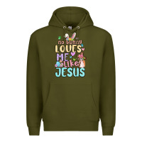 Army Green no bunny loves me like jesus Premium Hoodie - MaliasSmallBusiness