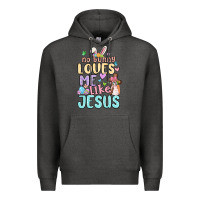 Charcoal Heather no bunny loves me like jesus Premium Hoodie - MaliasSmallBusiness
