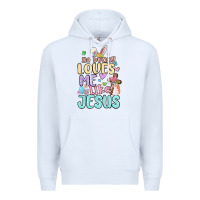 White no bunny loves me like jesus Premium Hoodie - MaliasSmallBusiness