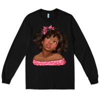 Black afro black girlchild kiss with bow Long Sleeve Tee - texasbilliewilder