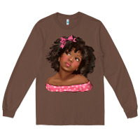 Chestnut afro black girlchild kiss with bow Long Sleeve Tee - texasbilliewilder