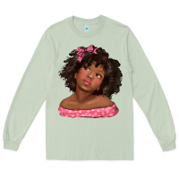Matcha afro black girlchild kiss with bow Long Sleeve Tee - texasbilliewilder