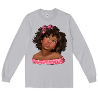 Moon Dust afro black girlchild kiss with bow Long Sleeve Tee - texasbilliewilder