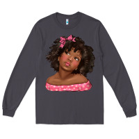 Smoke afro black girlchild kiss with bow Long Sleeve Tee - texasbilliewilder