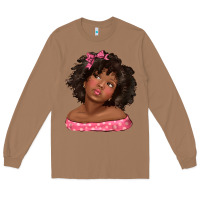 Afro Black Girlchild Kiss With Bow Long Sleeve Tee | Teevron