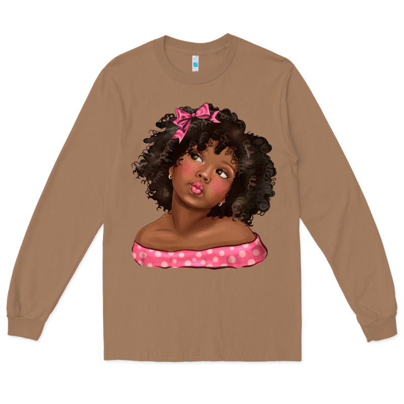 Afro Black Girlchild Kiss With Bow Long Sleeve Tee by texasbilliewilder | Teevron