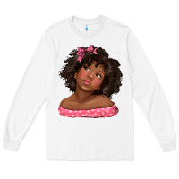 White afro black girlchild kiss with bow Long Sleeve Tee - texasbilliewilder