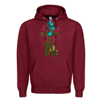 Burgundy cross gemstone cactus roses cowboy hat Zipper Hoodie - RanaPortraitStore