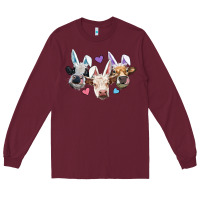 Burgundy Easter Cows With Bunny Ears Long Sleeve Tee - RanaPortraitStore