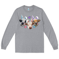 Heather Grey Easter Cows With Bunny Ears Long Sleeve Tee - RanaPortraitStore