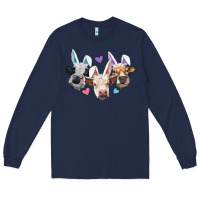Navy Easter Cows With Bunny Ears Long Sleeve Tee - RanaPortraitStore