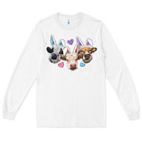 White Easter Cows With Bunny Ears Long Sleeve Tee - RanaPortraitStore