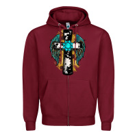 Burgundy cross gemstone wings Zipper Hoodie - RanaPortraitStore
