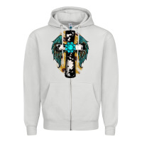 Dove Grey cross gemstone wings Zipper Hoodie - RanaPortraitStore