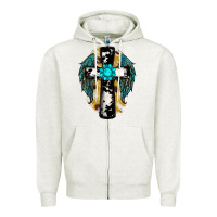 Oatmeal Heather cross gemstone wings Zipper Hoodie - RanaPortraitStore