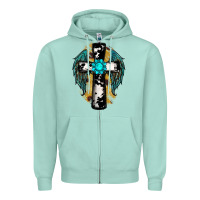 Seafoam cross gemstone wings Zipper Hoodie - RanaPortraitStore