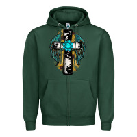 Sports Green cross gemstone wings Zipper Hoodie - RanaPortraitStore