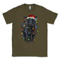 Army Green christmas black angus cattle with lights Classic Tee - RanaPortraitStore