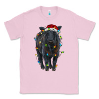 Bubblegum Pink christmas black angus cattle with lights Classic Tee - RanaPortraitStore
