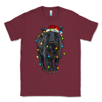 Burgundy christmas black angus cattle with lights Classic Tee - RanaPortraitStore