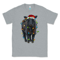Heather Grey christmas black angus cattle with lights Classic Tee - RanaPortraitStore