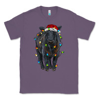 Lavender christmas black angus cattle with lights Classic Tee - RanaPortraitStore