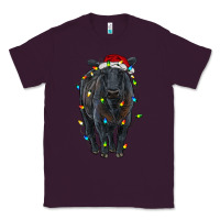 Plum christmas black angus cattle with lights Classic Tee - RanaPortraitStore