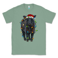 Sage christmas black angus cattle with lights Classic Tee - RanaPortraitStore