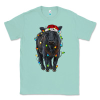 Seafoam christmas black angus cattle with lights Classic Tee - RanaPortraitStore