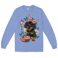 Colony Blue Easter Dachshund Long Sleeve Tee - RanaPortraitStore
