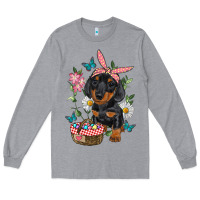 Heather Grey Easter Dachshund Long Sleeve Tee - RanaPortraitStore