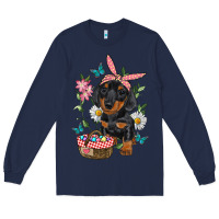 Navy Easter Dachshund Long Sleeve Tee - RanaPortraitStore