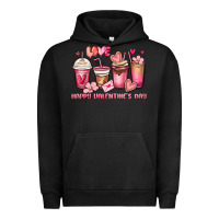 Pigment Black happy valentine's day coffee cups Urban Hoodie - MaliasSmallBusiness
