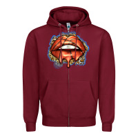 Burgundy basketball lips Zipper Hoodie - Zillion Design Studio