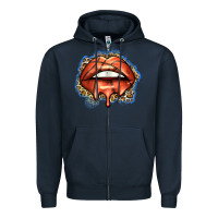 Navy basketball lips Zipper Hoodie - Zillion Design Studio