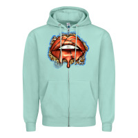 Seafoam basketball lips Zipper Hoodie - Zillion Design Studio